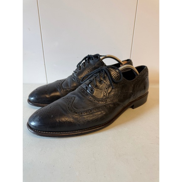 Johnston & Murphy Other - Johnston & Murphy J&M 1850 Mens Black Leather Wingtip Oxford Shoes 13 M Italy